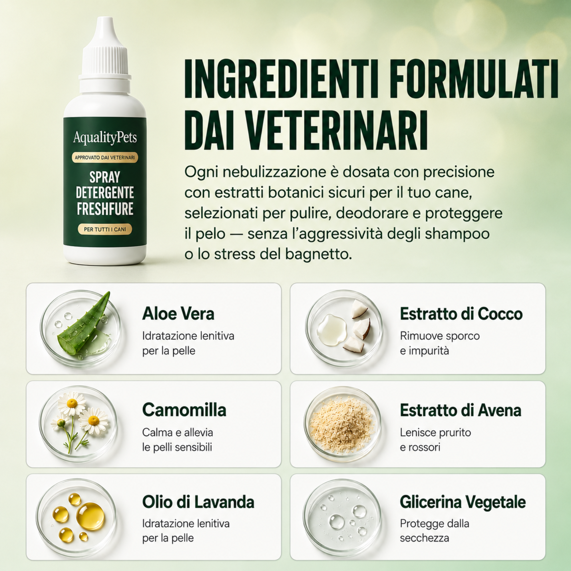 La Prima Spazzola che Rinfresca il Tuo Cane in 2 Minuti. Senza Acqua, Senza Stress.