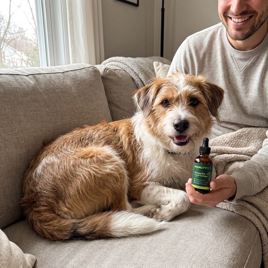 Proprietario con il suo cane e AqualityPets