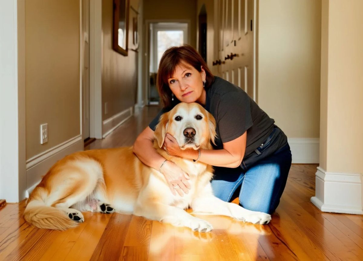 Proprietaria con il suo cane sano